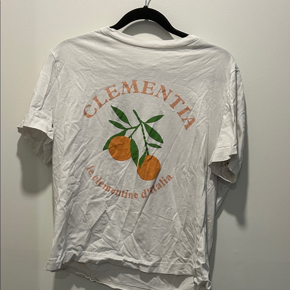 H&M White Tee with Orange and Green Graphic